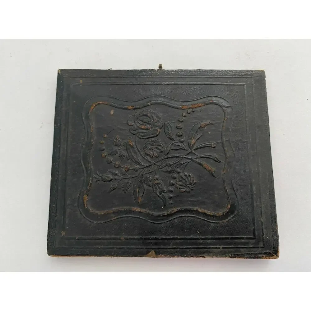 Vtg Antique Victorian Padded Daguerreotype Cabinet Photo Picture Cases Lids Tops